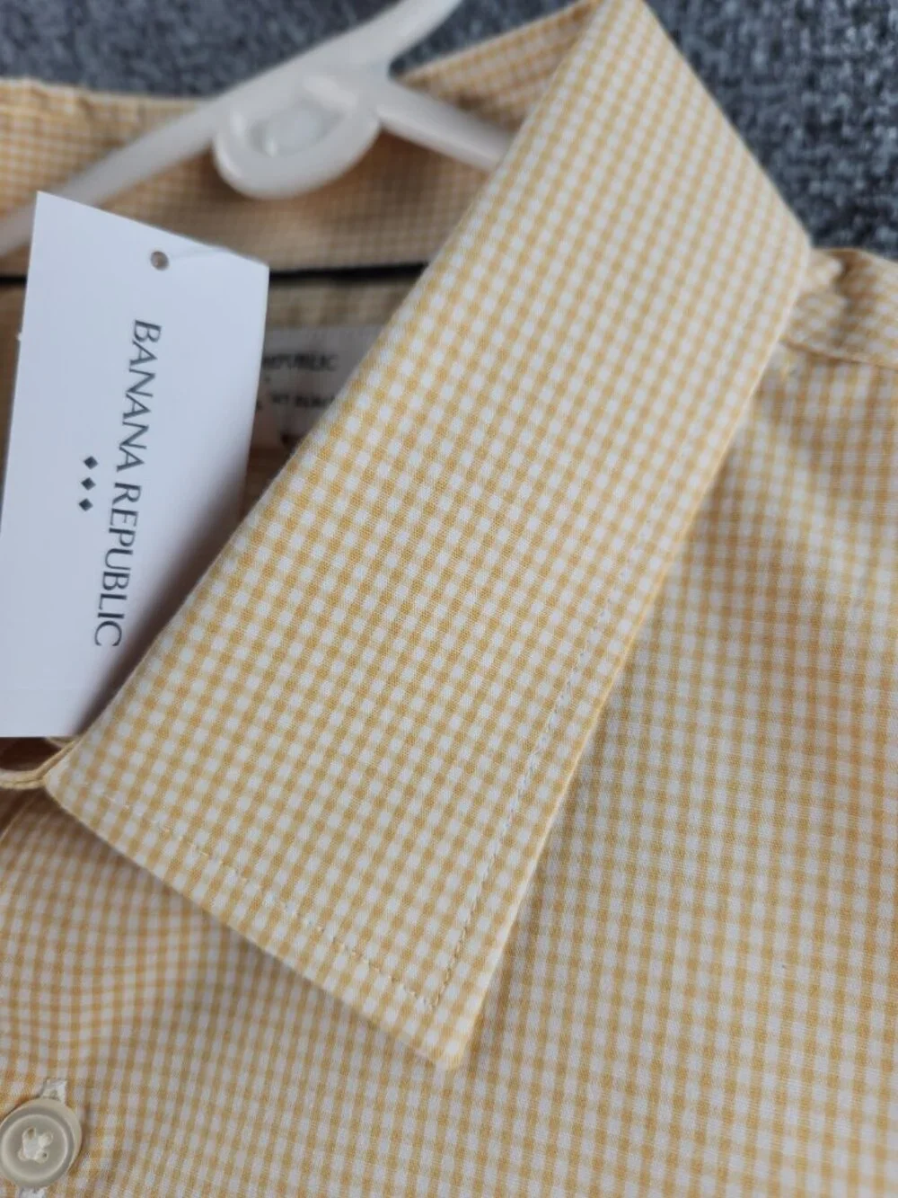 NWT Banana Republic Long Sleeve Button Up Shirt Yellow Check Medium Slim Men